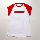 Blaine Larsen ladies white/red cap sleeve tee