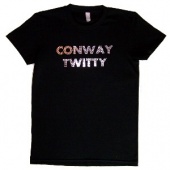 Conway Twitty Ladies Black Tee-Silver